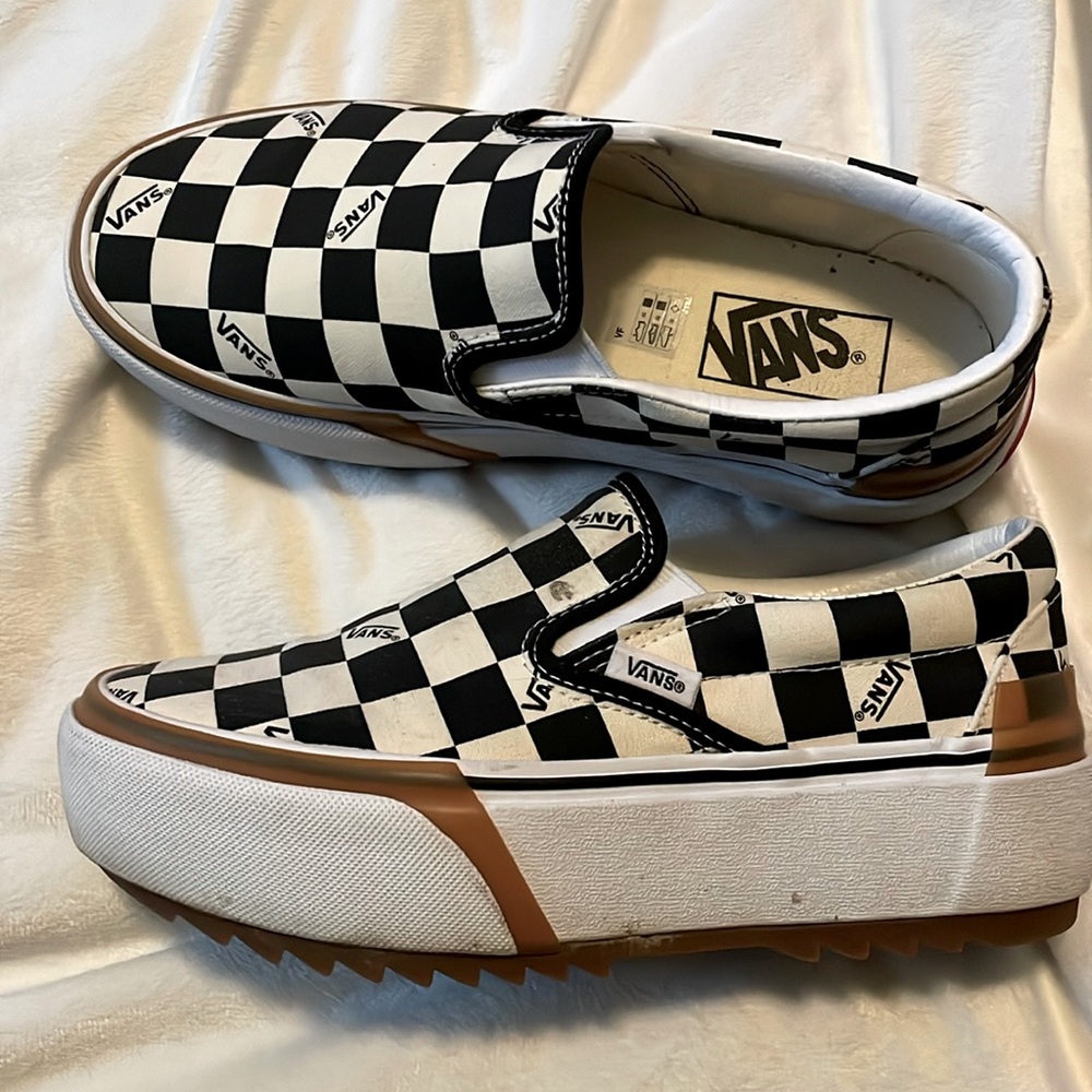 Size 7 platform slip on checkered vans